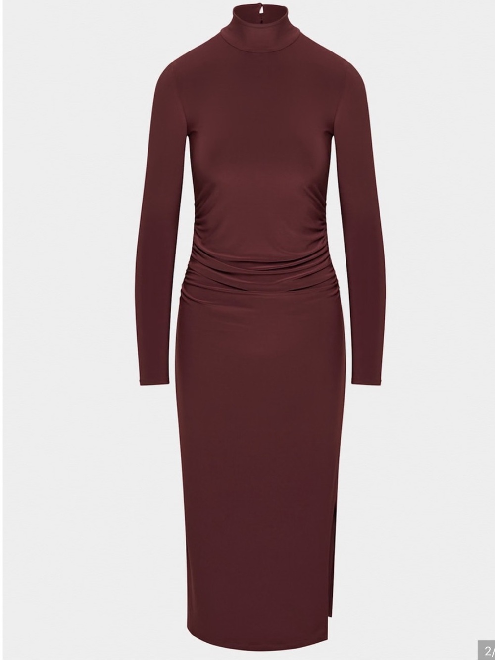 Aritzia Wilfred Women S Burgundy Mock Neck Remedy Long Sleeve Midi Dress NWOT
